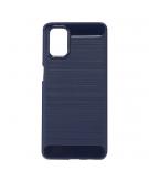 Shop4 - Samsung Galaxy M31s Hoesje - Zachte Back Case Brushed Carbon Donker Blauw