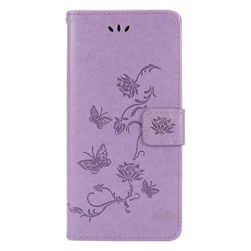 Shop4 - Samsung Galaxy M51 Hoesje - Wallet Case Bloemen Vlinder Paars