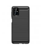 Shop4 - Samsung Galaxy M51 Hoesje - Zachte Back Case Brushed Carbon Zwart