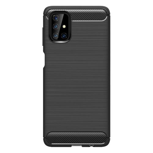Shop4 - Samsung Galaxy M51 Hoesje - Zachte Back Case Brushed Carbon Zwart