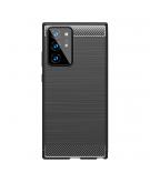 Shop4 - Samsung Galaxy Note 20 Ultra Hoesje - Zachte Back Case Brushed Carbon Zwart