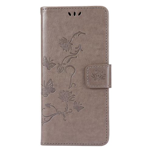 Shop4 - Samsung Galaxy S20 FE Hoesje - Wallet Case Bloemen Vlinder Grijs