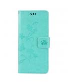 Shop4 - Samsung Galaxy S20 FE Hoesje - Wallet Case Bloemen Vlinder Mint Groen