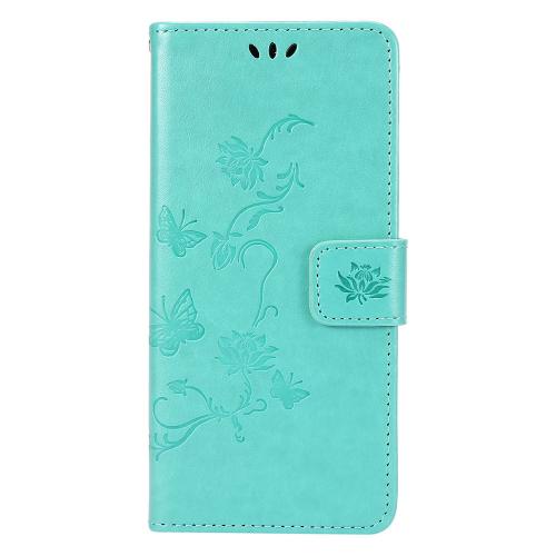 Shop4 - Samsung Galaxy S20 FE Hoesje - Wallet Case Bloemen Vlinder Mint Groen