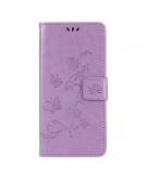 Shop4 - Samsung Galaxy S20 FE Hoesje - Wallet Case Bloemen Vlinder Paars