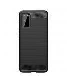 Shop4 - Samsung Galaxy S20 FE Hoesje - Zachte Back Case Brushed Carbon Zwart