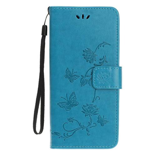 Shop4 - Samsung Galaxy S20 Plus Hoesje - Wallet Case Bloemen Vlinder Blauw