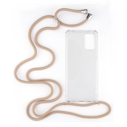 Shop4 - Samsung Galaxy S20 Plus Hoesje - Zachte Back Case met Koord Beige