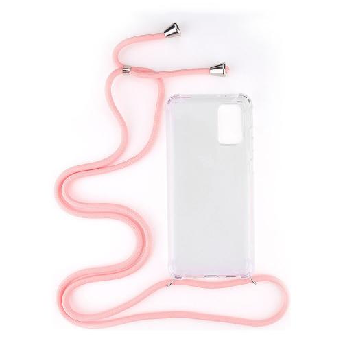 Shop4 - Samsung Galaxy S20 Plus Hoesje - Zachte Back Case met Koord Roze