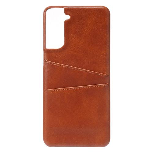 Shop4 - Samsung Galaxy S21 Hoesje - Harde Back Case Cabello met Pasjeshouder Bruin