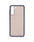 Shop4 - Samsung Galaxy S21 Hoesje - Harde Back Case Transparant Donker Blauw