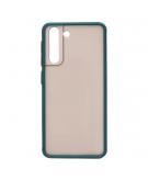 Shop4 - Samsung Galaxy S21 Hoesje - Harde Back Case Transparant Donker Groen