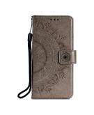 Shop4 - Samsung Galaxy S21 Hoesje - Wallet Case Mandala Patroon Grijs