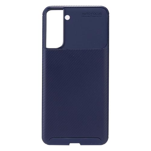 Shop4 - Samsung Galaxy S21 Hoesje - Zachte Back Case Carbon Donker Blauw