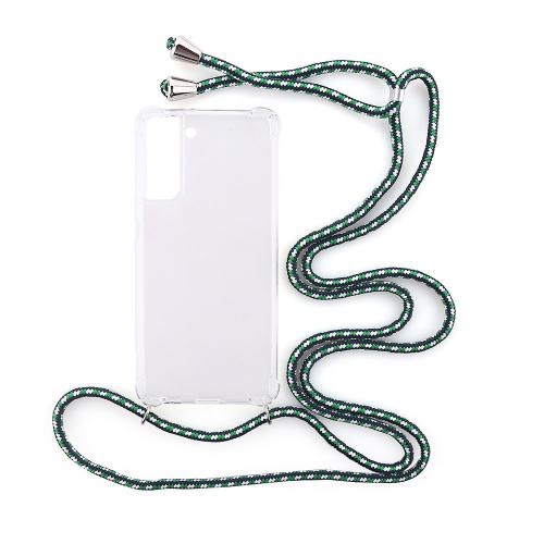 Shop4 - Samsung Galaxy S21 Hoesje - Zachte Back Case met Koord Multi Groen