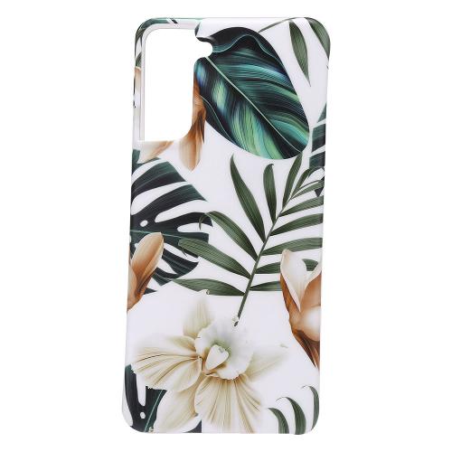 Shop4 - Samsung Galaxy S21 Plus Hoesje - Zachte Back Case Bloemen en Bladeren