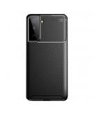 Shop4 - Samsung Galaxy S21 Plus Hoesje - Zachte Back Case Carbon Zwart