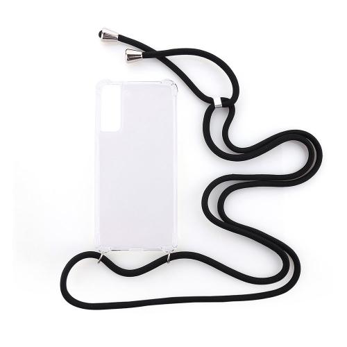 Shop4 - Samsung Galaxy S21 Plus Hoesje - Zachte Back Case met Koord Zwart