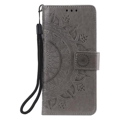 Shop4 - Samsung Galaxy S21 Ultra Hoesje - Wallet Case Mandala Patroon Grijs
