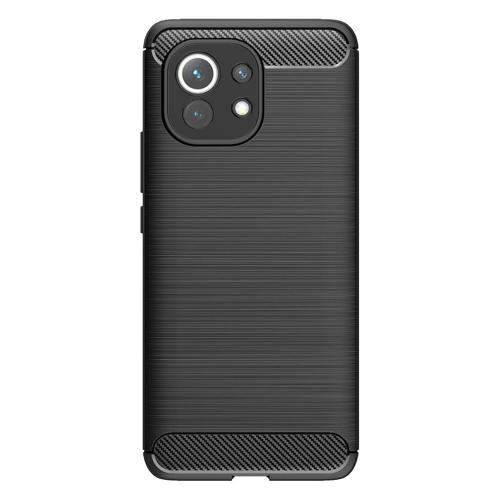 Shop4 - Xiaomi Mi 11 Hoesje - Zachte Back Case Brushed Carbon Zwart
