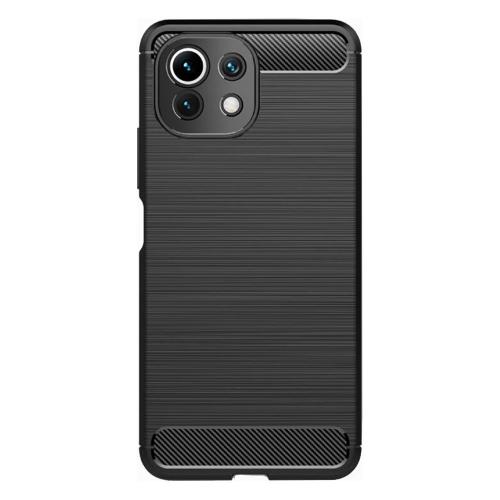 Shop4 - Xiaomi Mi 11 Lite 5G Hoesje - Zachte Back Case Brushed Carbon Zwart