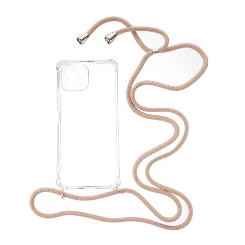 Shop4 - Xiaomi Mi 11 Lite 5G Hoesje - Zachte Back Case met Koord Beige