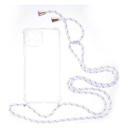 Shop4 - Xiaomi Mi 11 Lite 5G Hoesje - Zachte Back Case met Koord Multi Wit