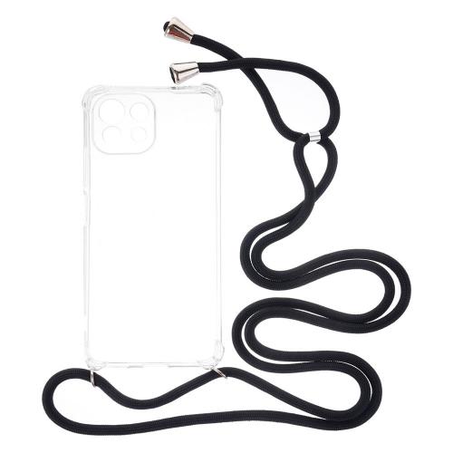 Shop4 - Xiaomi Mi 11 Lite 5G Hoesje - Zachte Back Case met Koord Zwart