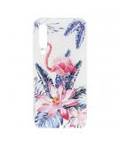 Shop4 - Xiaomi Mi 9 SE Hoesje - Zachte Back Case Flamingo en Bloem Roze