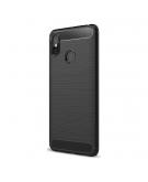 Shop4 - Xiaomi Mi Max 3 Hoesje - Zachte Back Case Brushed Carbon Zwart
