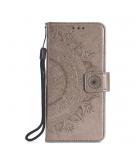 Shop4 - Xiaomi Mi Note 10 Lite Hoesje - Wallet Case Mandala Patroon Grijs