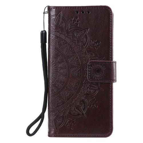 Shop4 - Xiaomi Redmi 9 Hoesje - Wallet Case Mandala Patroon Donker Bruin