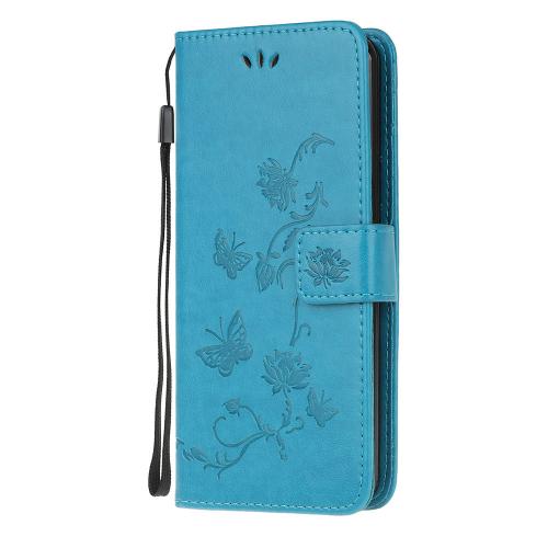 Shop4 - Xiaomi Redmi Note 8 Pro Hoesje - Wallet Case Vlinder Patroon Blauw