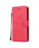Shop4 - Xiaomi Redmi Note 8 Pro Hoesje - Wallet Case Vlinder Patroon Rood