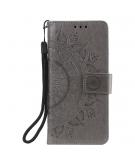 Shop4 - Xiaomi Redmi Note 9 Hoesje - Wallet Case Mandala Patroon Grijs