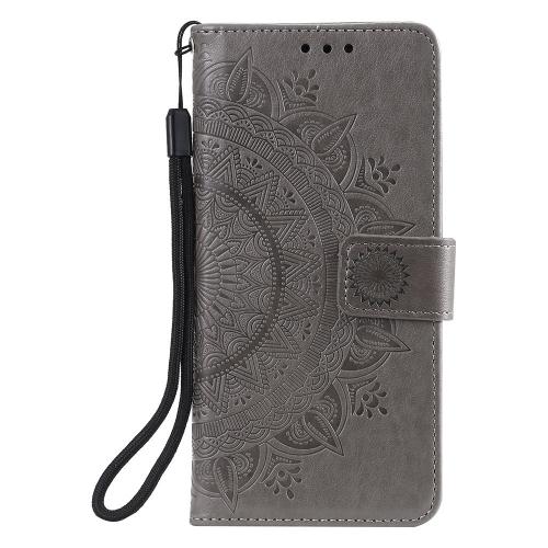 Shop4 - Xiaomi Redmi Note 9 Hoesje - Wallet Case Mandala Patroon Grijs
