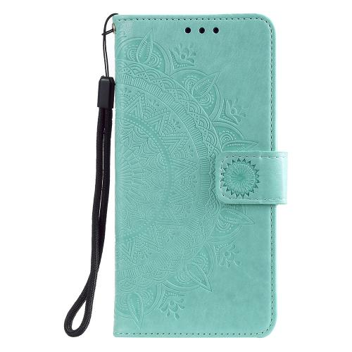 Shop4 - Xiaomi Redmi Note 9 Hoesje - Wallet Case Mandala Patroon Mint Groen