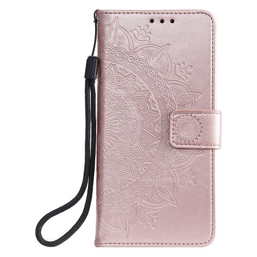 Shop4 - Xiaomi Redmi Note 9 Hoesje - Wallet Case Mandala Patroon Rosé Goud
