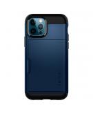 Spigen - iPhone 12 Hoesje - Back Case Slim Armor Blauw