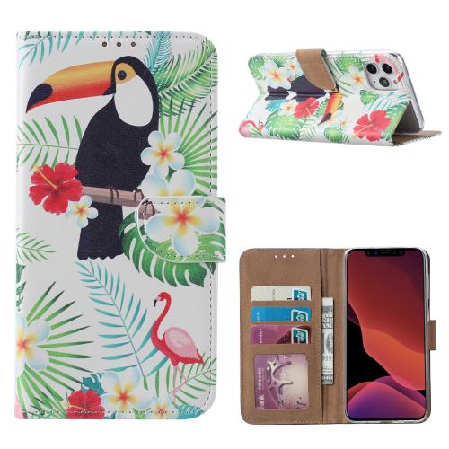 Toekan print lederen Bookcase hoesje  Wit