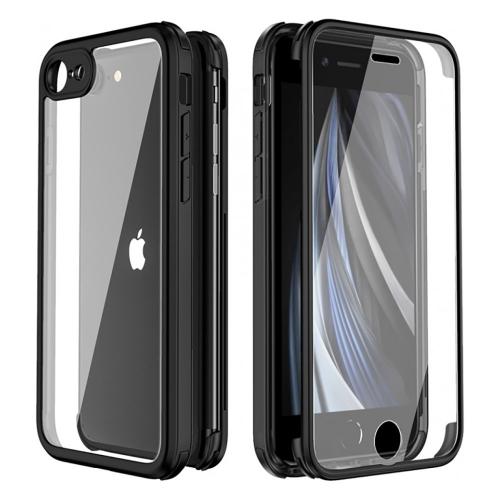 Valenta - iPhone 7 Hoesje - Back Case Full Cover Tempered Glass Bumper Zwart